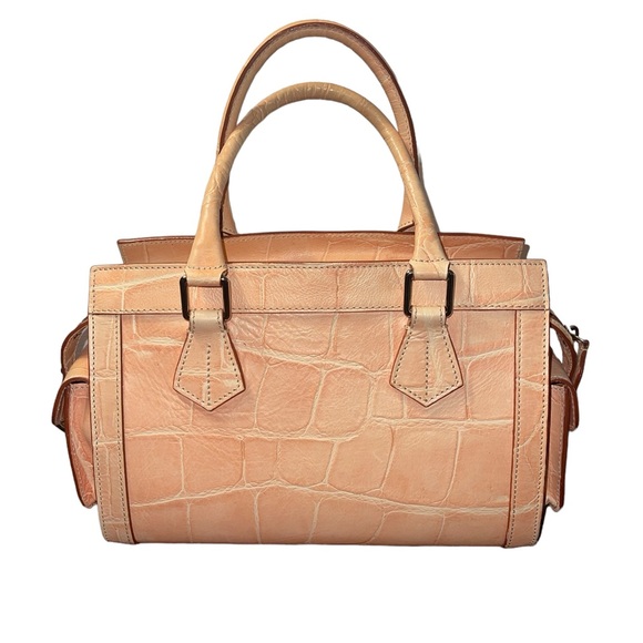 Vintage Dooney & Bourke Peach Medium Side Pocket Satchel Hand Bag Made In Italy - Picture 2 of 15